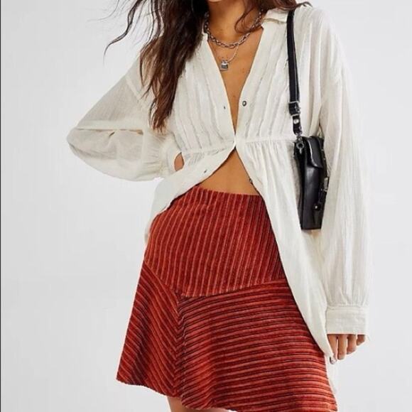 Free People Dresses & Skirts - Free‎ People Camden Ribbed Velvet A-Line Mini Skirt Women's Size XS